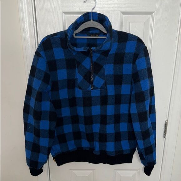 Blue and Black Checkered Men's Sweater - Picture 1 of 8